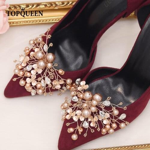 TOPQUEENX18Shoe-Clips Rhinestone Purple Sexy Decoration Wedding Elegant Pearls On Ladie Sandals Party Dresses Detachment Pinkage