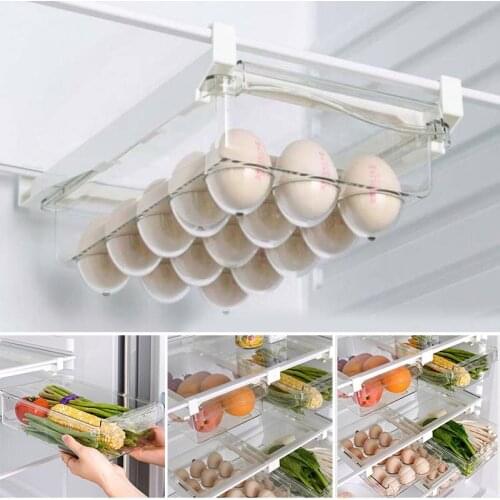 Refrigerator Organizer Bins with Handle Pull-out Fridge Drawer Organizer Freely Pullable Refrigerator Storage Box SCIE999