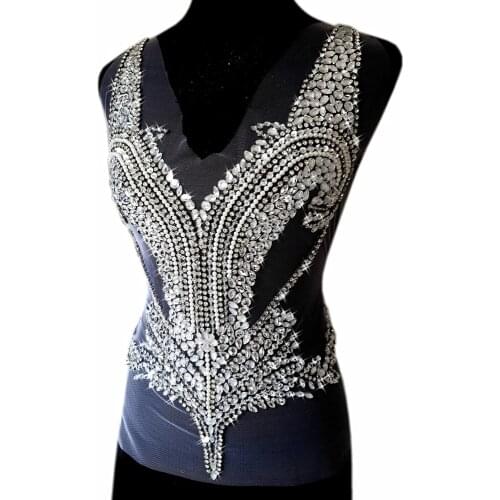 ALL Handmade Sewing Haut Designers Silver Sew on Wedding Clothes Rhinestones Crystals Patches Emboridery Appliques For Costumes