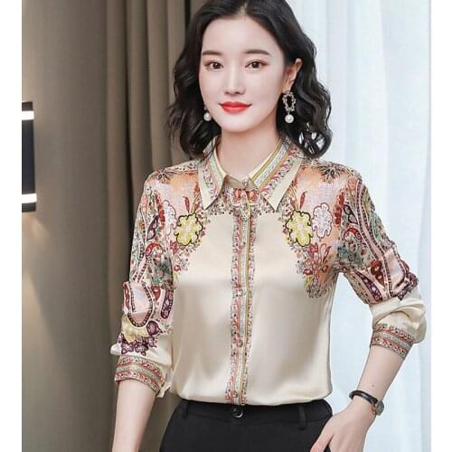 Fashion Chiffon Shirts Women Long Sleeve Spring Autumn High-End Temperament Blouses Print Ropa De Mujer Blusas Tops MM0840