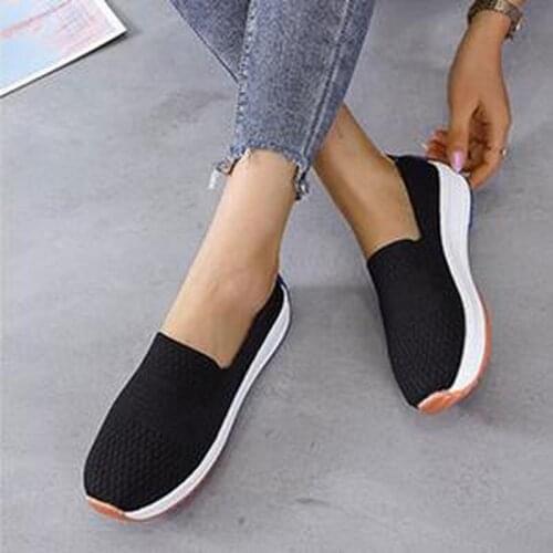 Plus Size Shoes Woman Breathable Mesh Slip on Sneakers Women Summer Pumps Low Heels Wedges Female Flats Slip On Loafers Sneakers