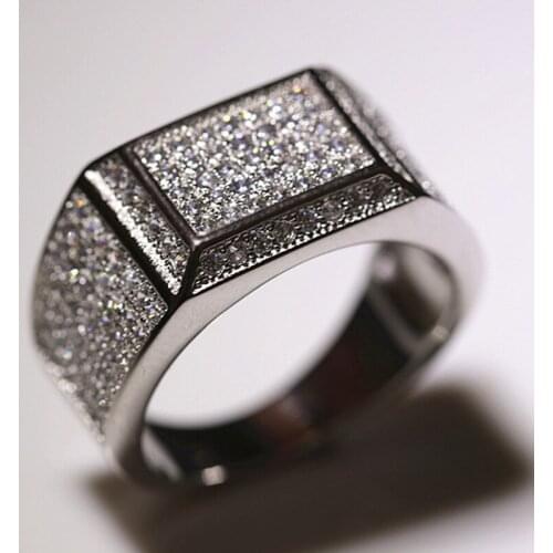 Luxury 925 Sterling Silver Wedding Band Eternity Ring For Women Ladies Big Finger Party Anniversary Gift with box Jewelry