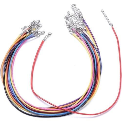 100pcs 2mm Waxed Cord DIY Necklace Cords Mixed Color with Iron lobster Casps Iron Chain for Jewelry Making DIY Necklace Supplies