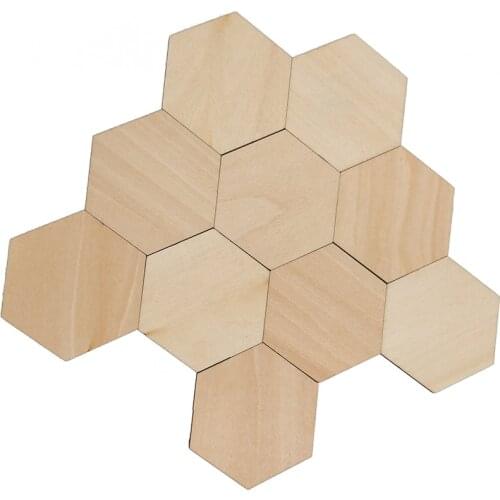 100pcs 90mm Wooden Pieces Hexagon Wood Shape Wood for DIY Arts Craft Project Ready To Paint or Decorate