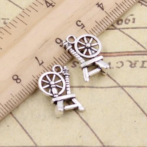 20pcs Charms Retro Textile Lathe 19x12mm Tibetan Silver Color Pendants Antique Jewelry Making DIY Handmade Craft Pendant