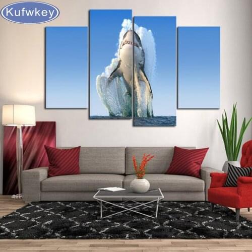 5D DIY Diamond embroidery animal 5pcs/set Ocean Shark diamond painting Cross Stitch full square drill Rhinestone mosaic home