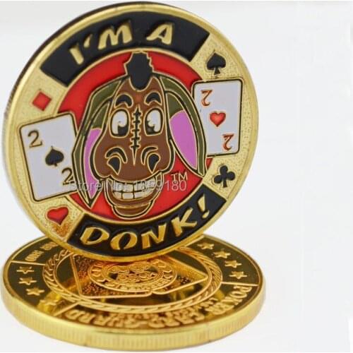 Free shipping 20pcs/lot,Las Vegas I'm A Donk - Gold Poker Card Guard Coin - Protects The Cards In Hands