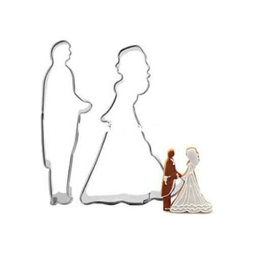 Free Shipping Hot Sale Models Stainless Steel Cookie Mold Princess Bride and Groom Cut Mold Bakeware Wedding Ideas A670