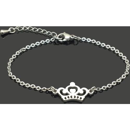 New Crown Stainless Steel Charm Chain Bracelet Stainless Steel Bull Pendant Chain Bracelet For Women Girls