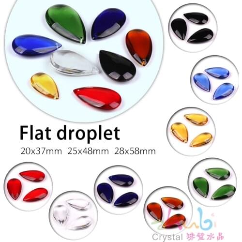 2PCS Crystal Flat Drop Bead 25x48mm Glass Droplet Loose Smooth Flatback Stone Beads For DIY Making Pendant Chandeliers &Necklace