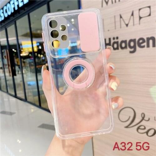 Zeallion for Samsung Galaxy A10S A20S A32 A42 A50 A51 M51 A01 Core Case Slide Camera TPU Soft Ring Holder Stand Back Cover