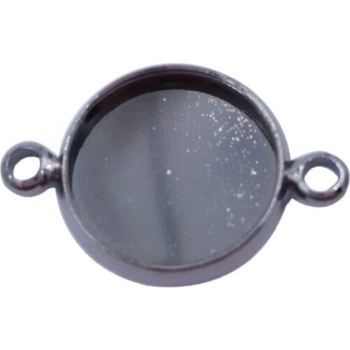 Gun Metal Black 1000pcs 10mm 12mm 14mm 16mm 18mm 20mm 25mm Round Bezel Blank Links Connectors Pendant Trays Settings PT42