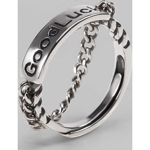 Ckysee 100% Authentic Wedding Engagement Heart Rings 925 Sterling Silver Ring Good Luck Letter Engrave Finger Ring For Women