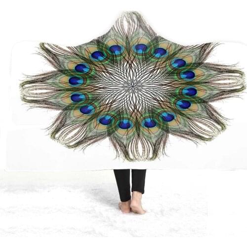 Colourful Mandala 3d Printed Hooded Blanket Adult Colorful Child Sherpa Fleece Wearable Blanket Microfiber Bedding