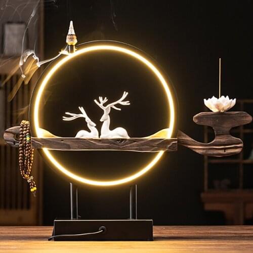 Electric Incense Burner Arabic Style Holder Ceramic Modern Led Light Incense Burners Waterfall Incienso Quemador Candle Burner