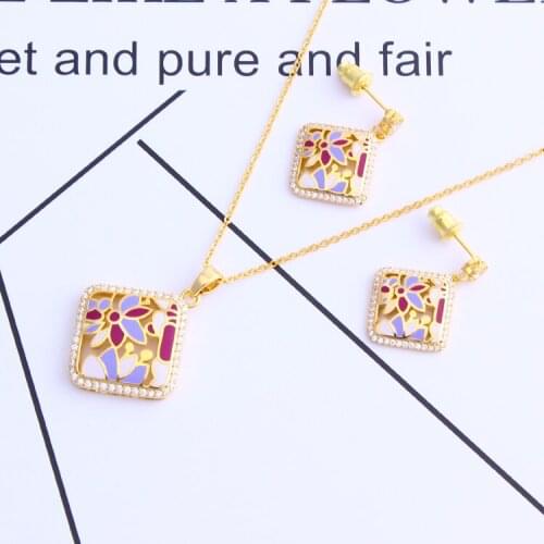 Fansheng New Dubai Jewelry charm Enamel Jewelry Sets for Women Costume Elegant Custom Jewelry Set Girl (Necklace, Earring)