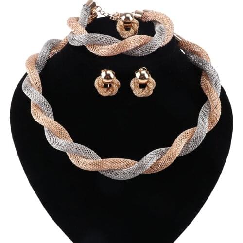 New Exaggerated Big Choker Vintage Chunky Statement Chain Necklace Bracelet Earrings Ring Party Accessories Jewelry Sets