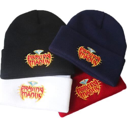 Praying Mantis Embroidery Beanie Ski Winter Knitted Hat Keep Warm Skullies Hip Hop Cap Men Women