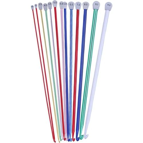 MIUSIE 14 Size Tunisian Afghan Weave Crochet Hooks Aluminum Knitting Needles 2.5 mm to 11 mm Crochet Hook Sweater Scarf Tool