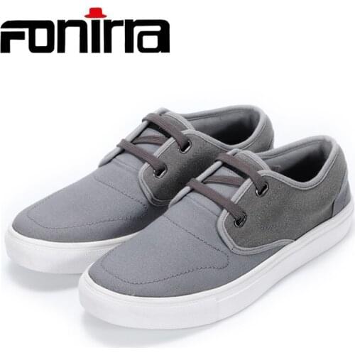 FONIRRA Shoes Men Casual Shoes For Men Canvas Rubber Shoes Solid Flats Footwear Youth Big Size Handmade Moccasins Shoes 147