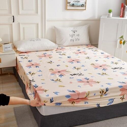 1pcs 100% Cotton Printed Fitted Sheet Mattress Cover Double Four Corners With Elastic Band Adult Kids Bed Linen (No Pillowcase)