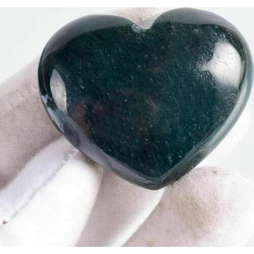 1pcs Natural Moss Agate Heart-Shaped Crystal Chakra Massage Healing Stone Quartz Gift 40mm