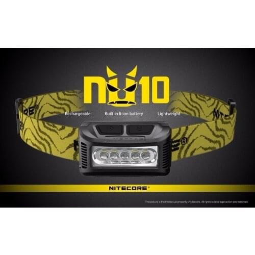New Arrival USB Rechargeable Nitecore NU10 Work Headlamp with Wide Range Illumination