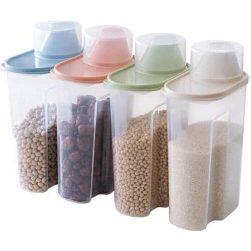 Plastic Sealed Cereal Storage Dispenser Box Portable Kitchen Food Dry Flour Grain Rice Transparent Container Bottle Case
