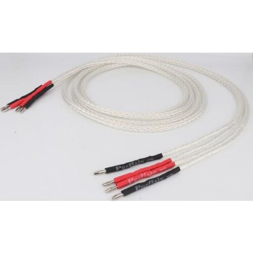 Preffair 8AG OCC Silver plated Hifi Speaker Cable Hi-end Speaker Wire With Banana/Y Spade Connector For Amplifier and CD