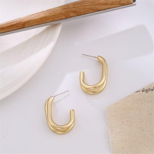 NEW Fashion Style Restoring Ancient Ways Han Edition Geometric Stud Earrings Women Simple Metal Earrings Jewelry Accessories