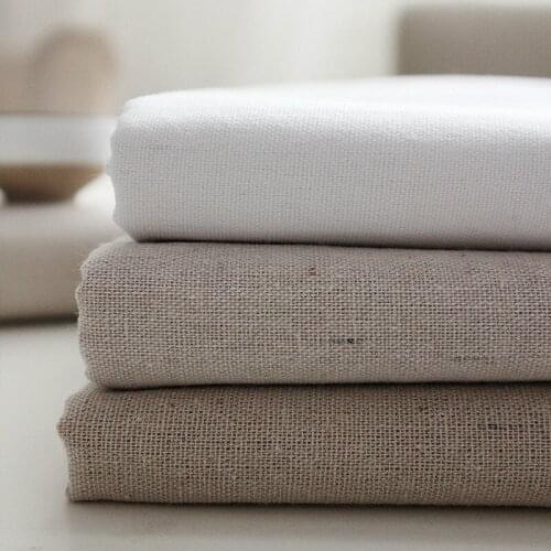 Wide 59" Cotton Coarse Linen White Greige Canvas Solid Color Photo Background Fabric Tablecloth Hanging Cloth Material