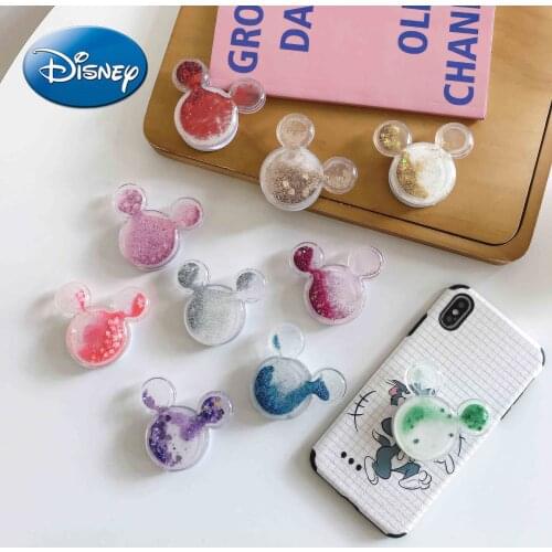 Disney Mickey Creative Quicksand Mobile Phone Folding Stand Desktop Cute Cartoon Lazy Ring Buckle New Multifunctional
