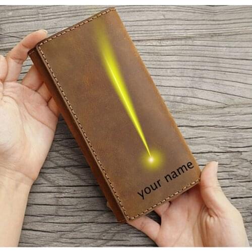 Three folded first layer crazyhorse genuine leather wallet card holder 19.5x9.5cm
