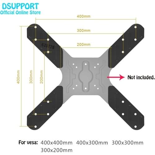 Extension VESA Adaptor from 200x200mm to 400x400mm for TV Mount and Monitor Holder