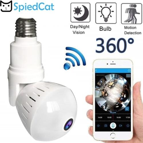 Wifi IP Camera Smart Bulb Lamp Light Wireless 1080P HD 360Degree Fisheye Panoramic Light Home Security Surveillance Night Vision