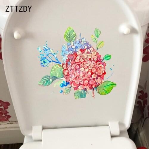 ZTTZDY 23.9*23.3CM Hydrangea Creative Cartoon Bedroom Wall Decor Home WC Toilet Seat Sticker T2-0650