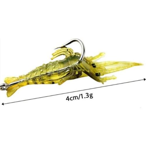 20pcs / lot Silicone Baits 5cm 1g Soft Fishing Lure Golden Artificial Shrimp Bait No Hook Fishing Maritime Fishing