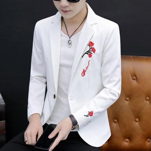 2021 men handsome suits embroidered adolescent personality embroidery single leisure blazer