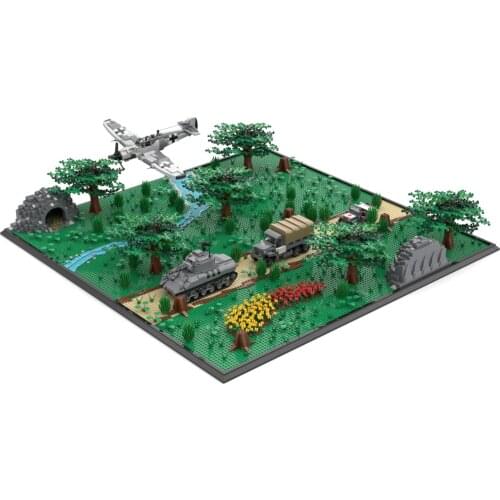 2328+Pcs WWII Military Series Tank Truck Base DIY Small Particle Assembly Building Block (Not Include Tank,Plane,Truck)