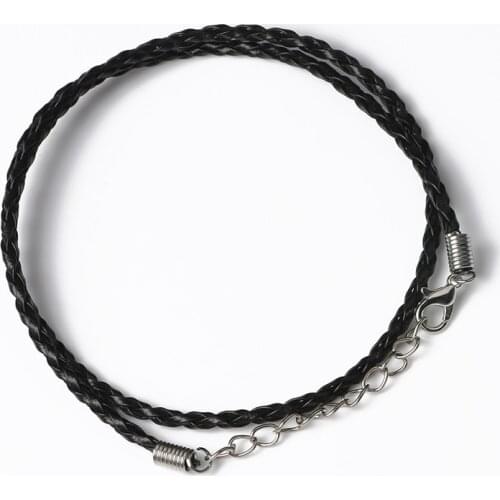 3mm 3 Shares Twisted Waxed Cord Rope Chain Necklace for DIY Handmade Jewelry Adjustable Braided String with Lobster Clasp 10pcs