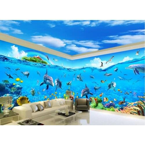 3d stereoscopic wallpaper Ocean World Space theme Wall Decoration Mural papel