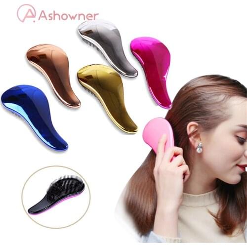 Anti-static Hair Brush Comb Magic Handle Detangling Comb Shower Electroplate Detangling Massage Tangle Combs Hair Styling Tool