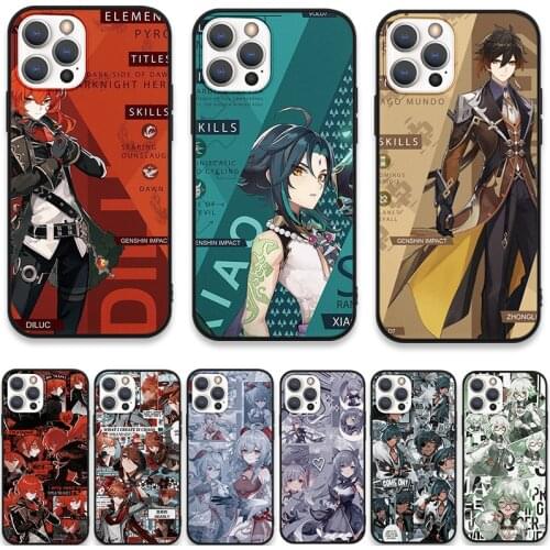 Phone Case For iPhone 12 Pro Max Mini XR X XS SE 2020 7 8 6 6S Plus 5 5S Couqe For iPhone 11 Pro Max Genshin Impact Anime Covers