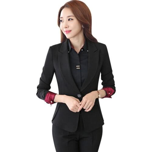White-collar business wear womens suits spring and autumn winter long-sleeved suit interview uniforms OL black suit