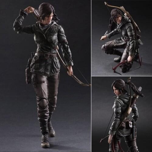 28cm Play Arts Anime Game Tomb Raider Action Figure Lara Croft Moveable Modle Beauty Figma GK Dolls for Adult