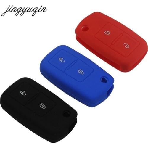 Jingyuqin 2 Button Silicone Car Key Cover For VW Passat Polo Golf Touran Bora Jetta Cady Touran Sharan Transporter