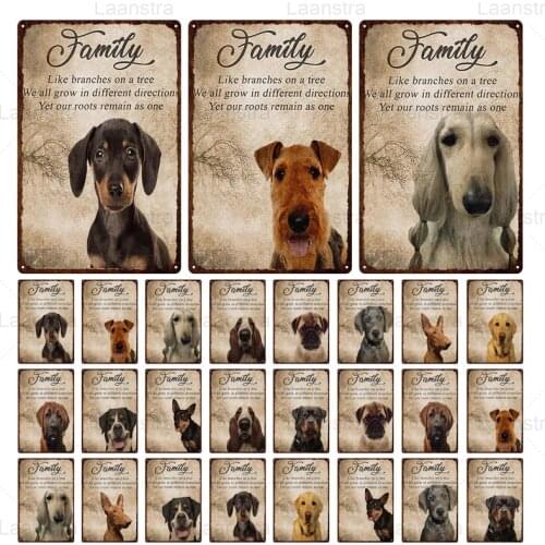 Classic Metal Iron Plaque Animal Pet Dog Family Words Background Tin Sign Vintage Poster Wall Decoration Home Garden Garage Room