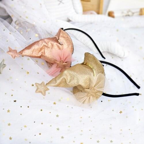 Christmas Hair Accessories Cosplay Tiaras Crown Girls Witch Hat Headband Cute Shiny Hairbands Children Headwear Halloween Decor