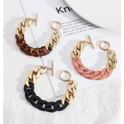 Minimalist Resin Chain Bracelets for Women Matte Curb Link Chain Charm Bracelets Wrist Jewelry Gift