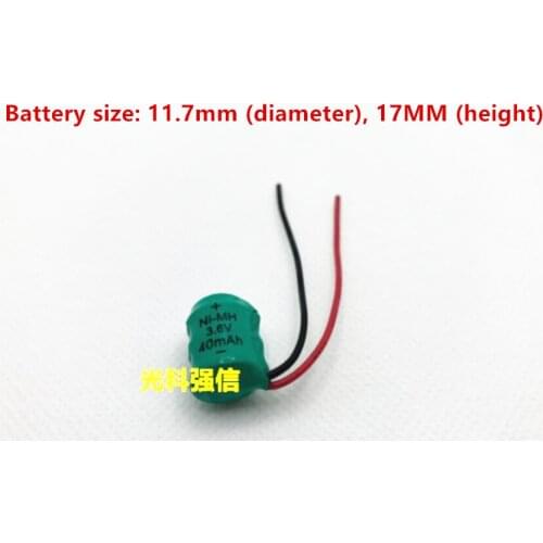 2PCS NI-MH button nickel-metal hydride rechargeable battery/button 40mAh 3.6V with lead for backup